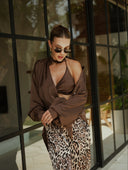 Brown satin shirt