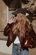 Kožená bunda wine Simi