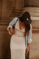 Petite nude maxi dress Ibiza