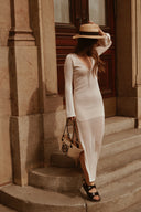 Petite nude maxi dress Ibiza