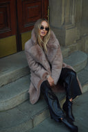 Shearling Nude Maxi Coat