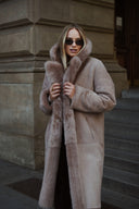 Shearling Nude Maxi Coat