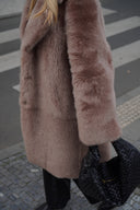 Shearling Nude Maxi Coat