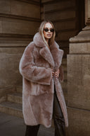 Shearling Nude Maxi Coat