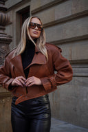 Leather jacket Brown bubble Girls Style 