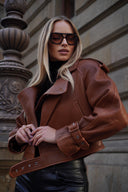 Leather jacket Brown bubble Girls Style 