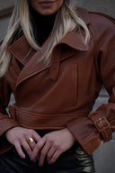 Leather jacket Brown bubble Girls Style 