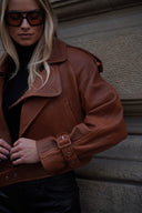 Leather jacket Brown bubble Girls Style 