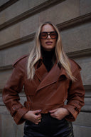 Leather jacket Brown bubble Girls Style 