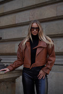 Leather jacket Brown bubble Girls Style 