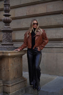 Leather jacket Brown bubble Girls Style 