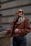 Leather jacket Brown bubble Girls Style 