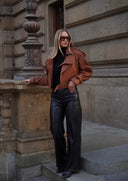 Leather jacket Brown bubble Girls Style 