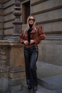 Leather jacket Brown bubble Girls Style 