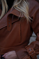 Leather jacket Brown bubble Girls Style 