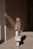 Kožená bunda SIMI bubble beige/grey