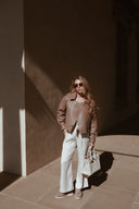 Kožená bunda SIMI bubble beige/grey