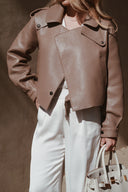 Kožená bunda SIMI bubble beige/grey