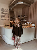 Leopard satin kalhoty