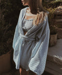 Crocheted crochet kimono blue
