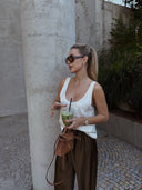 Bella cream satin top