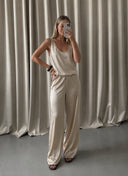 Satin kalhoty Grace Champagne