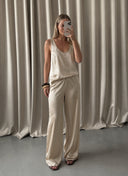 Satin kalhoty Grace Champagne