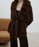 Vlněný hnědý kabátek Nora