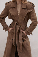 Maxi trench Suede Beige/Grey
