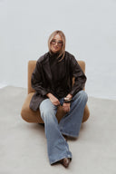 Kožená bunda Lara long black bubble