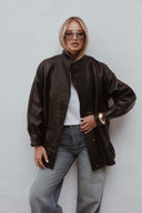 Kožená bunda Lara long black bubble