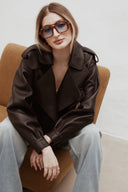 Kožená bunda new Simi bubble dark brown