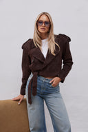 Leather jacket Girl style brown suede