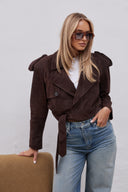 Leather jacket Girl style brown suede