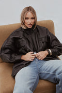 Kožený bomber bubble Black