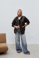 Kožený bomber bubble Black