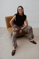 Leopard satin kalhoty