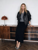 Kožená bunda bomber black