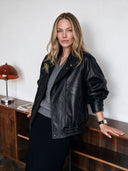 Kožená bunda bomber black