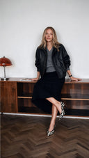 Kožená bunda bomber black