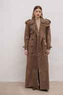 Maxi trench Suede Beige/Grey