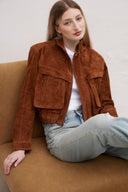 Krátká kožená bunda Suede