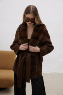 Vlněný hnědý kabátek Nora